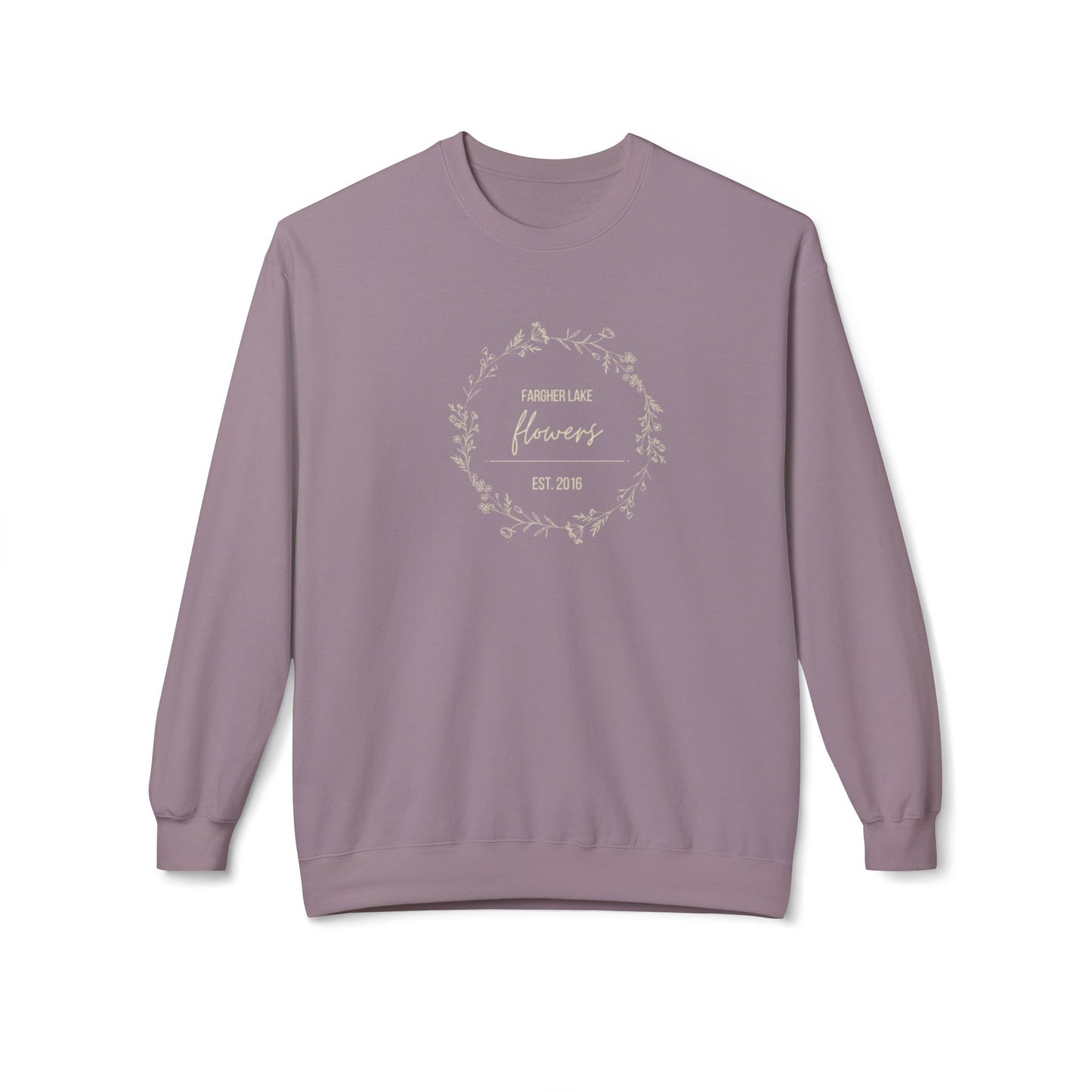 Fargher Lake Flowers Crewneck Sweatshirt | EST 2016 | Cozy Unisex Fleece