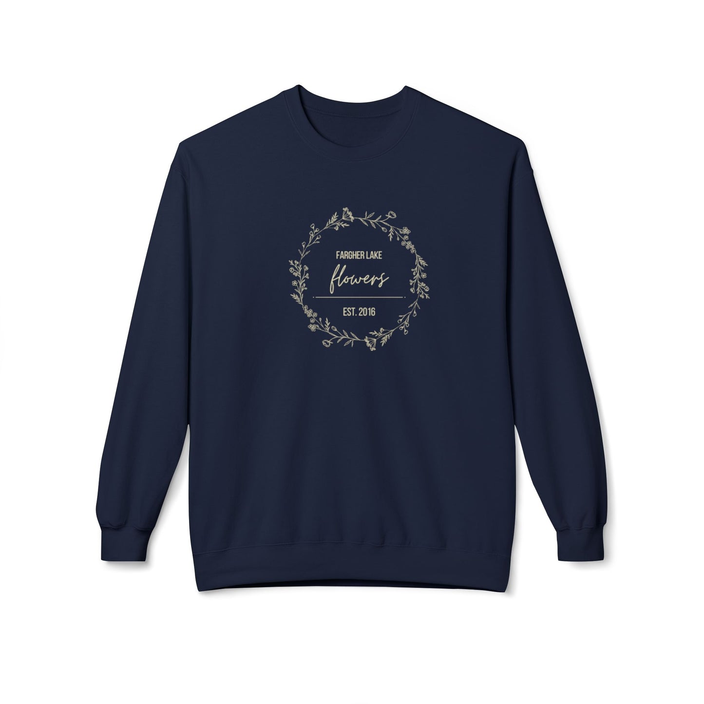 Fargher Lake Flowers Crewneck Sweatshirt | EST 2016 | Cozy Unisex Fleece