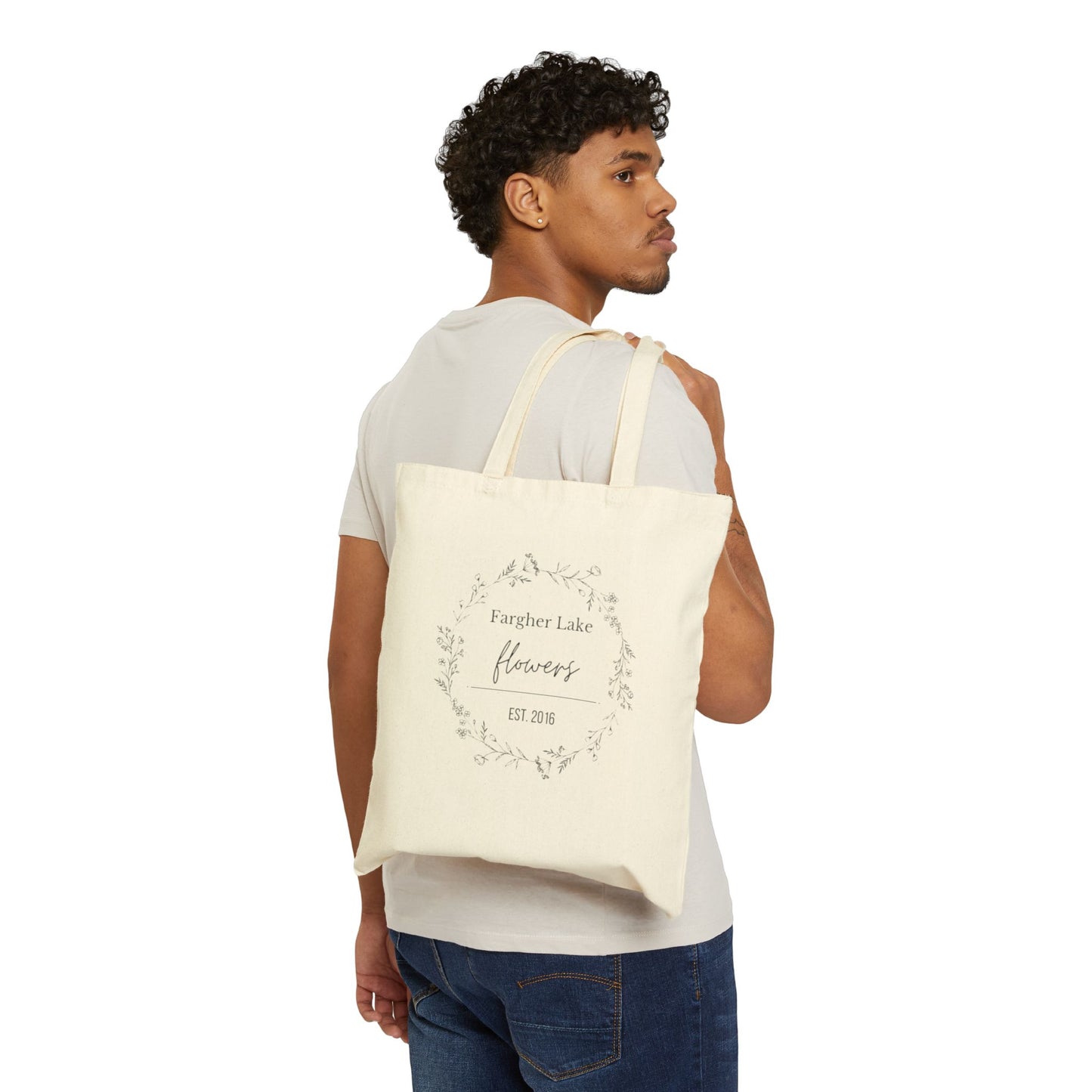 Fargher Lake Flowers Logo Canvas Tote Bag - Black