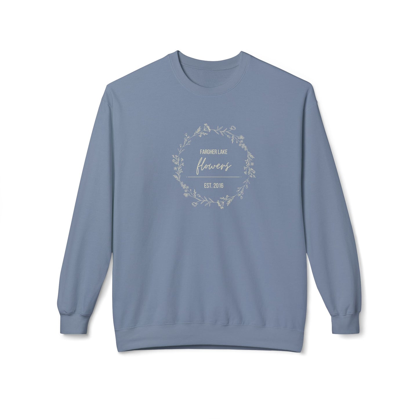 Fargher Lake Flowers Crewneck Sweatshirt | EST 2016 | Cozy Unisex Fleece