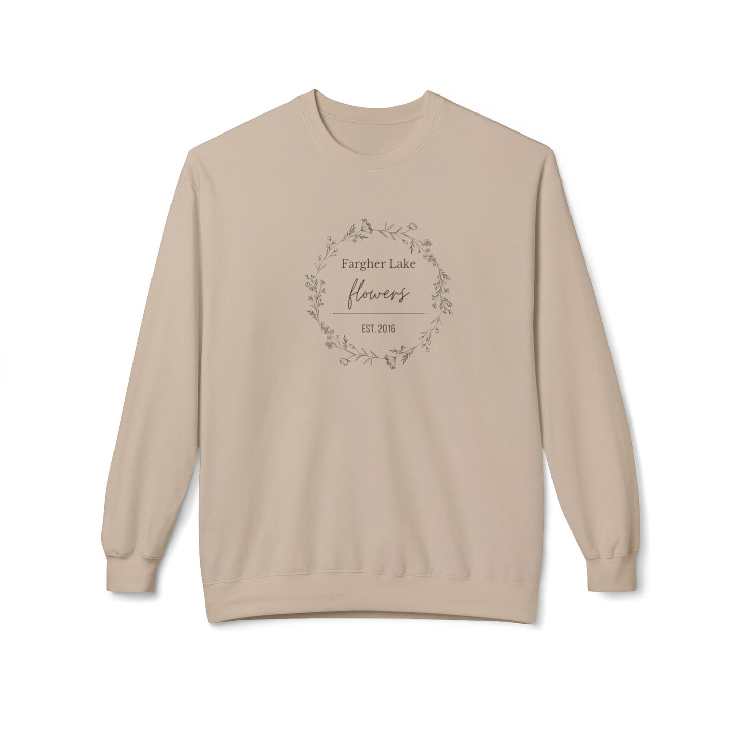 Fargher Lake Flowers Crewneck Sweatshirt | EST 2016 | Cozy Unisex Fleece