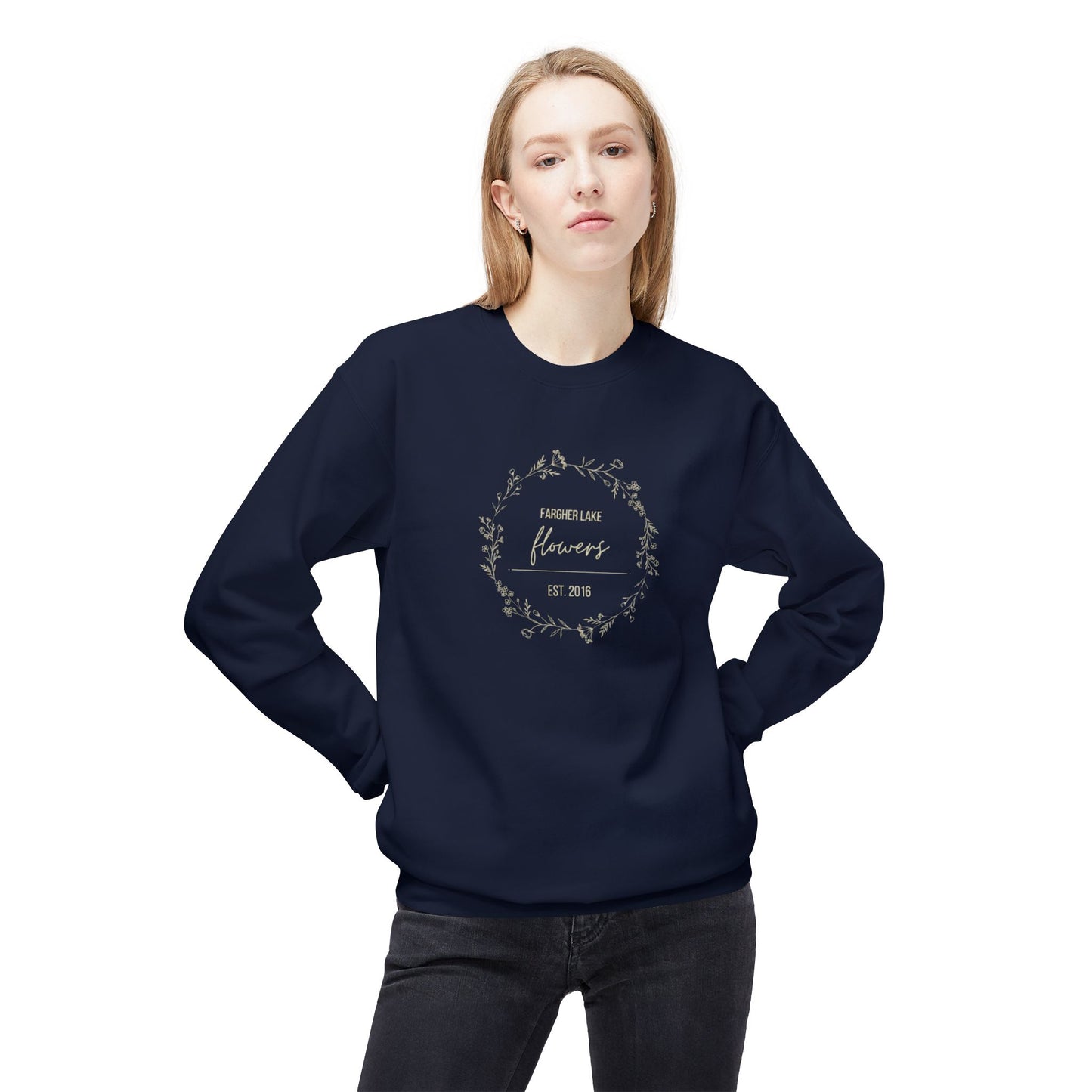 Fargher Lake Flowers Crewneck Sweatshirt | EST 2016 | Cozy Unisex Fleece