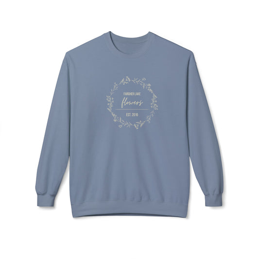 Fargher Lake Flowers Crewneck Sweatshirt | EST 2016 | Cozy Unisex Fleece