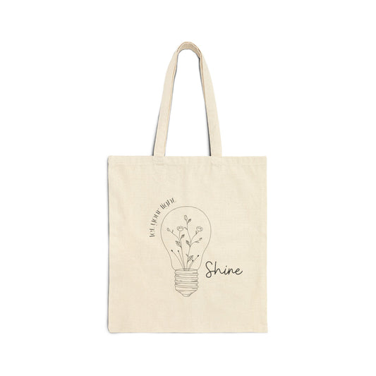 Inspiration Tote Bag - "Shine" Floral Design - Eco-Friendly Cotton Canvas