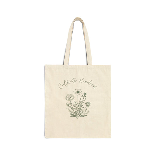 Cultivate Kindness Cotton Canvas Tote Bag - Sage Green